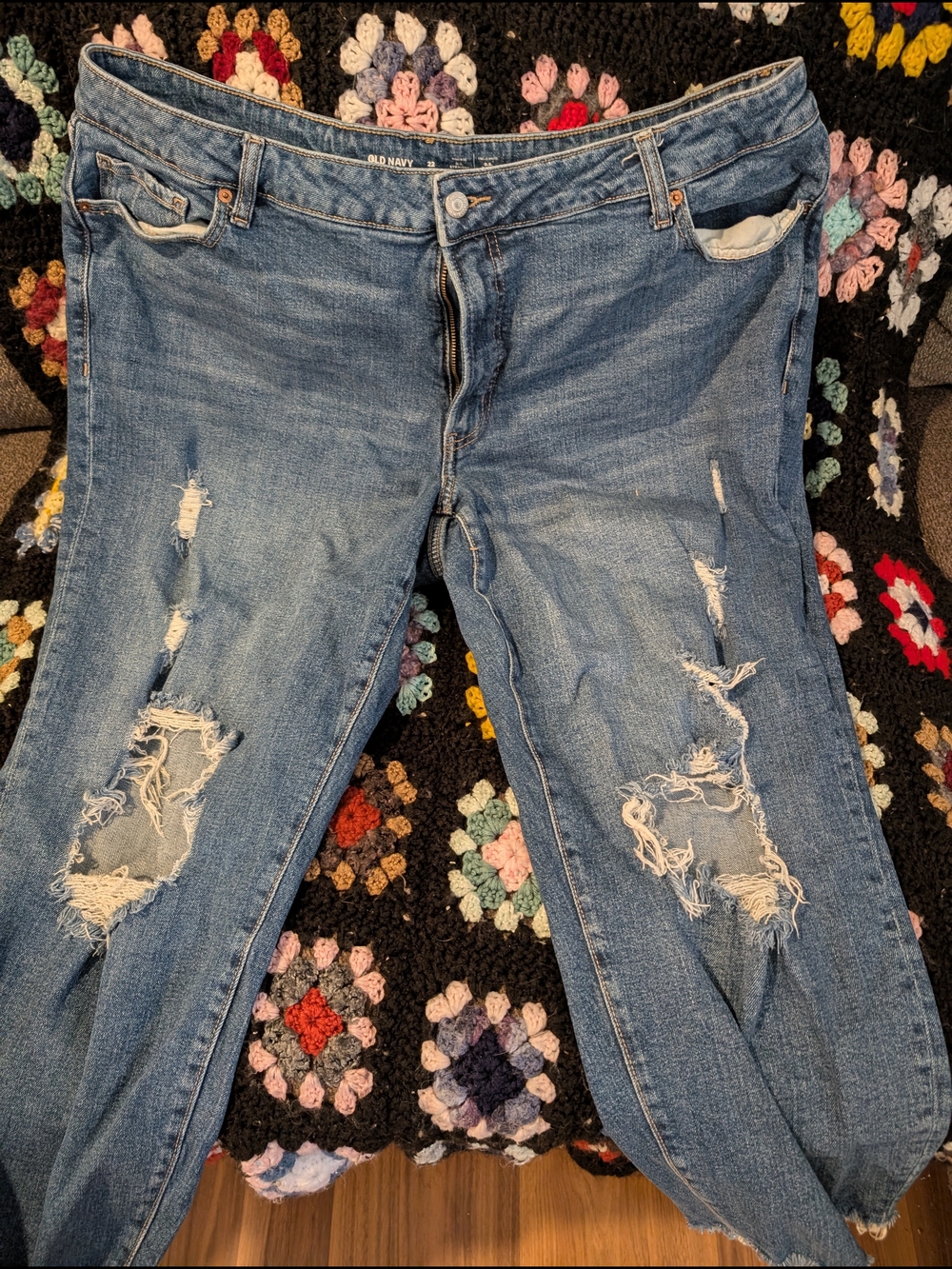 Old Navy Distressed High Rise O.G Straight Leg Jeans